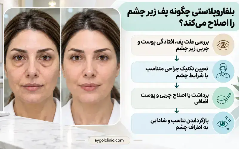 تاثیر بلفاروپلاستی پف زیر چشم برای درمان قطعی پف و خواب آلودگی